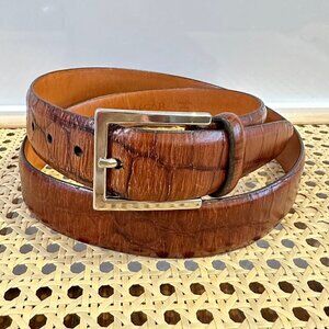 Mens Trafalgar leather croc embossed belt